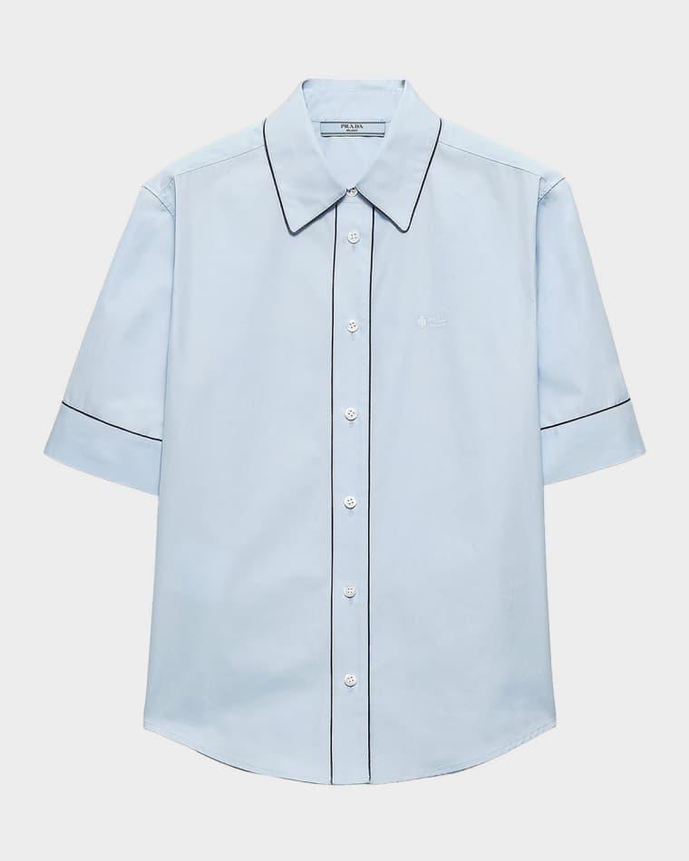 Logo Cotton Poplin Shirt by PRADA