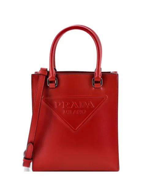 Logo Drill Tote Leather Mini crossbody bag by PRADA 