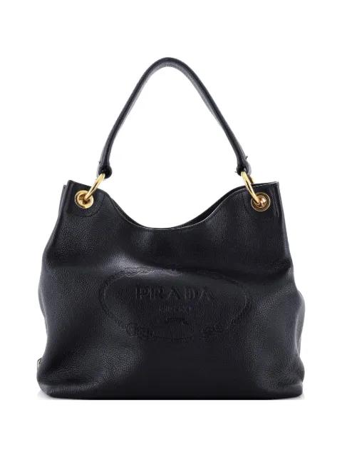 Logo Embossed Vitello Daino Medium hobo bag by PRADA 
