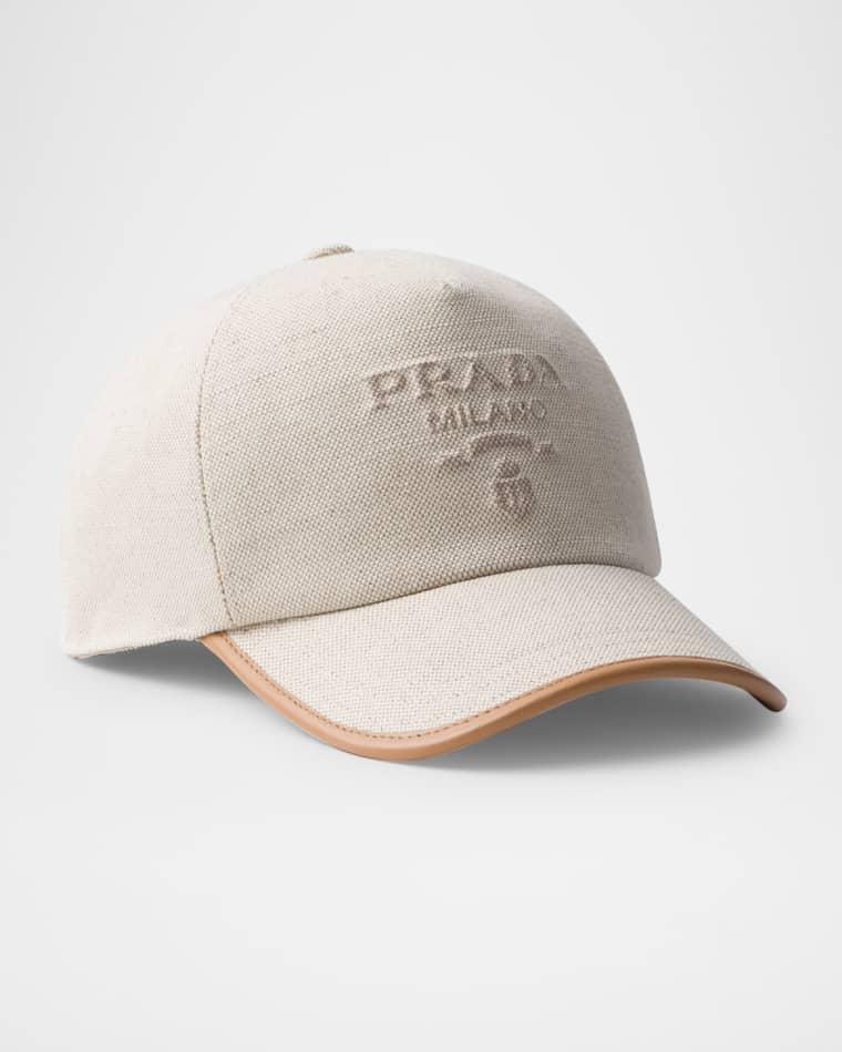 Logo Linen-Blend Baseball Cap by PRADA