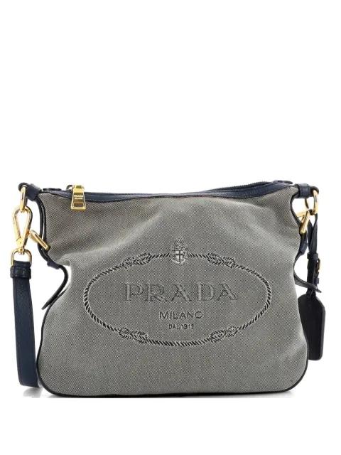 Logo Messenger Bag Canvas with Leather Small crossbody bag by PRADA 