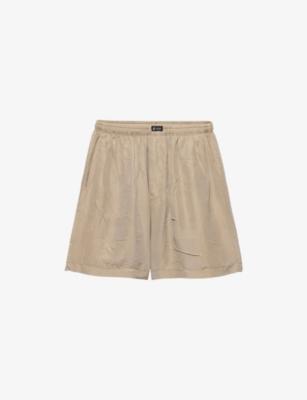 Logo-Patch Silk-Blend Bermuda Shorts by PRADA