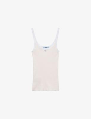 Logo-Plaque Ribbed Cotton Tank Top by PRADA
