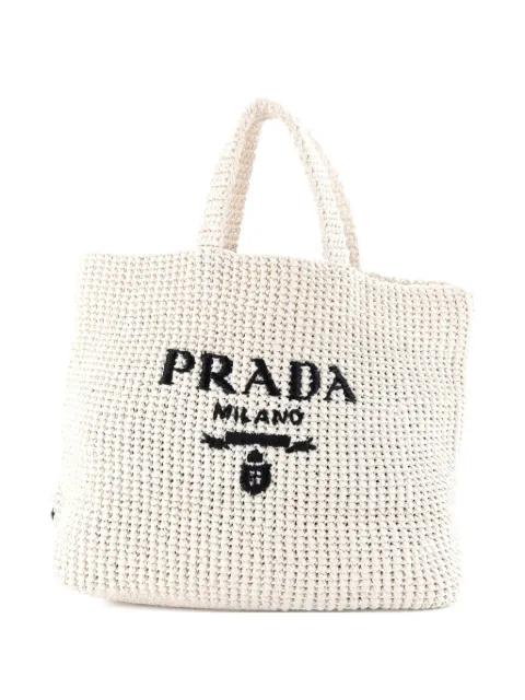 Logo Raffia Large tote bag by PRADA 