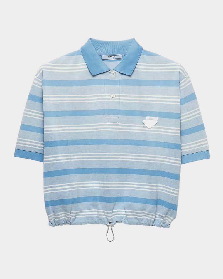Logo Striped Cotton Polo Shirt by PRADA