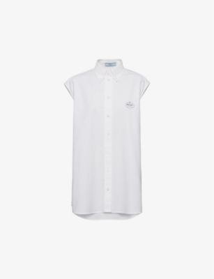 Logo-embroidered short-sleeve cotton Oxford shirt by PRADA
