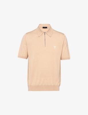Logo-embroidered short-sleeved wool polo shirt by PRADA