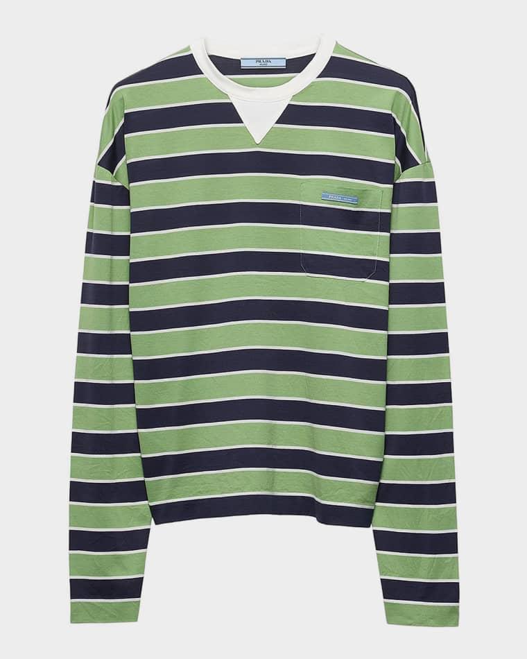 Long-Sleeve Striped Cotton T-Shirt by PRADA