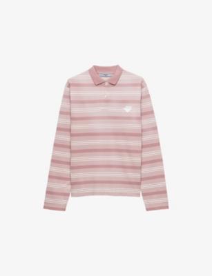 Long-Sleeved Striped Cotton-Piqué Polo Shirt by PRADA