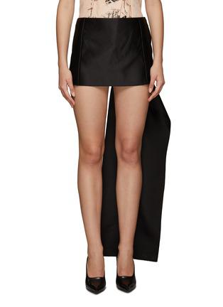 Low waist silk mini skirt with train by PRADA