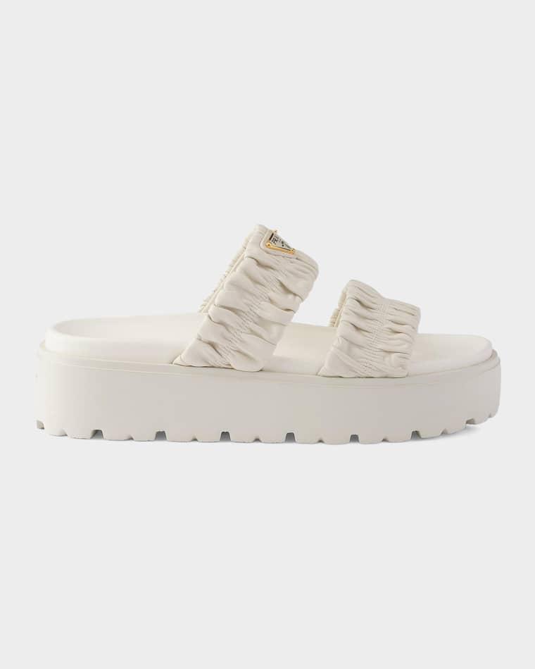 Matelasse Nappa Leather Flatform Slides by PRADA