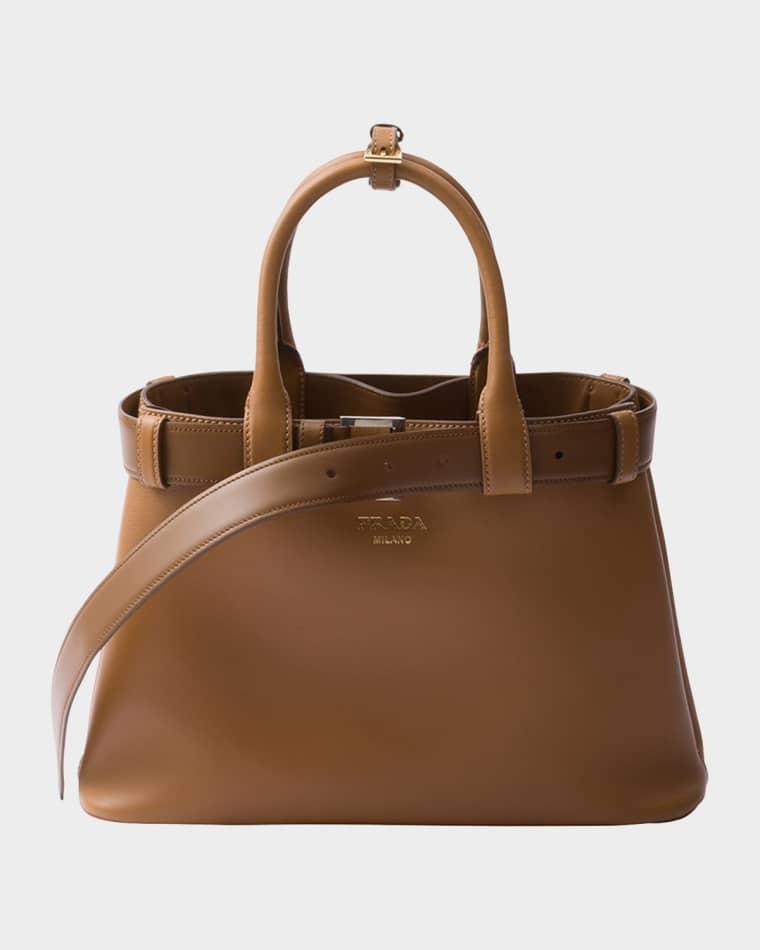 Medium Grain Leather Top-Handle Bag by PRADA