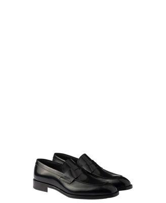 Men's Brushed Leather Loafers by PRADA