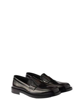 Men's Brushed Leather Loafers by PRADA
