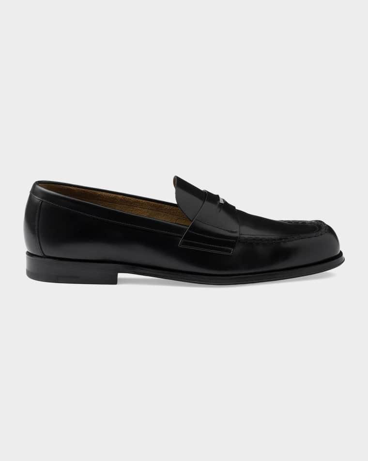 Men's Brushed Leather Penny Loafers by PRADA