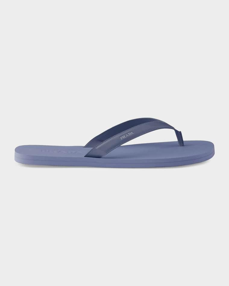 Men's Brushed Leather Thong Sandals by PRADA