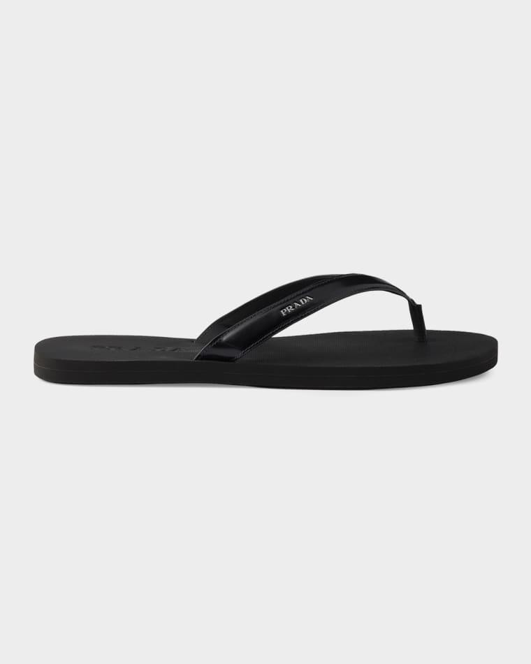 Men's Brushed Leather Thong Sandals by PRADA