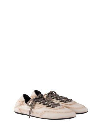 Men's Collapse Antiqued Nappa Leather Sneakers With Hooks by PRADA
