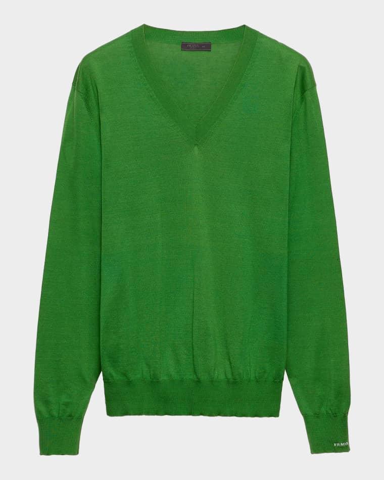 Men's  Cotton V-Neck Sweater by PRADA
