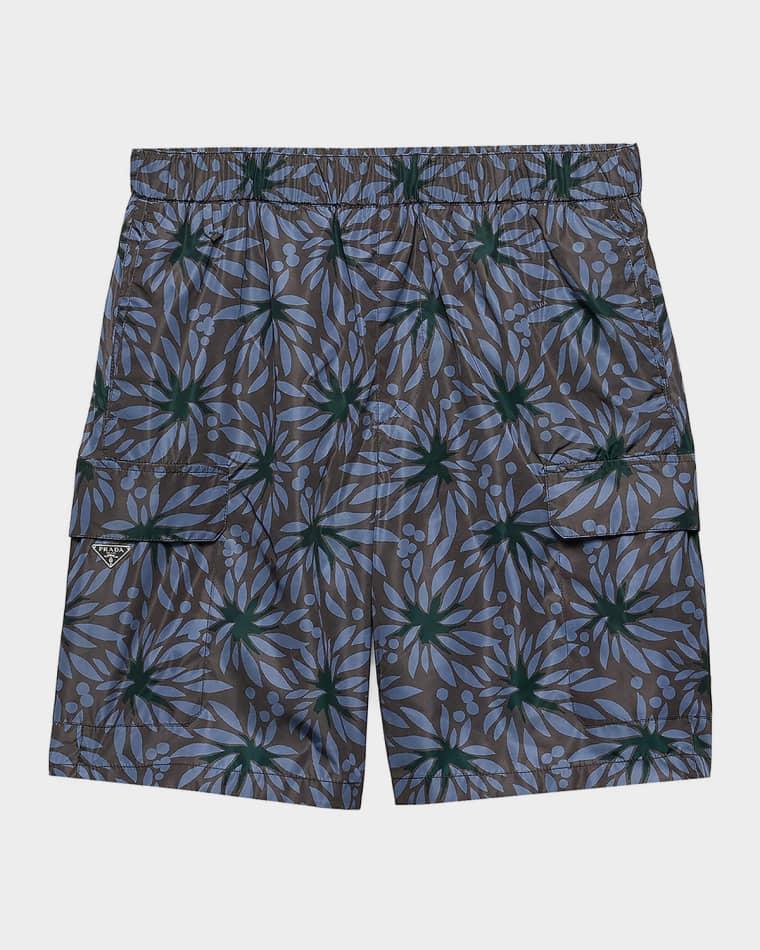 Men's Cyclamen Printed Re-Nylon Swim Trunks by PRADA