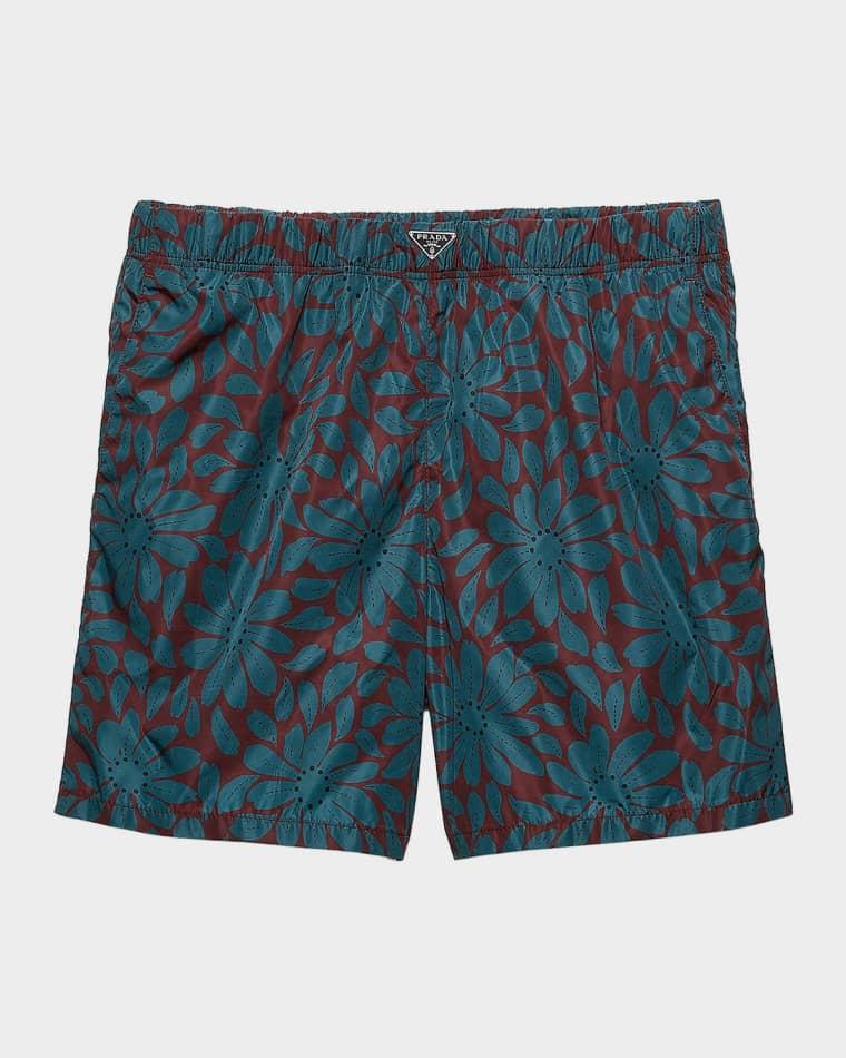 Men's Daisy Printed Re-Nylon Swim Trunks by PRADA