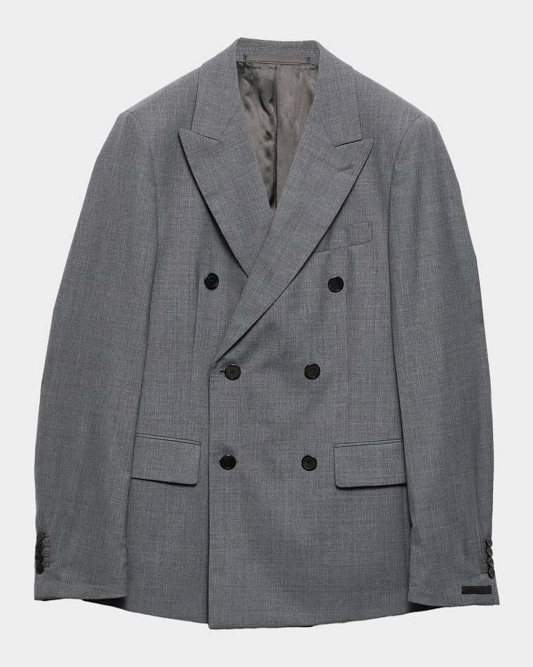 Men's Double-Breasted Wool Jacket by PRADA