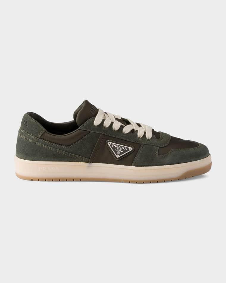 Men's Downtown Re-Nylon & Suede Low-Top Sneakers by PRADA