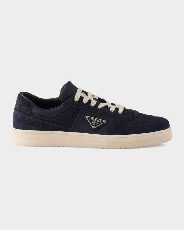Men's Downtown Re-Nylon & Suede Low-Top Sneakers by PRADA