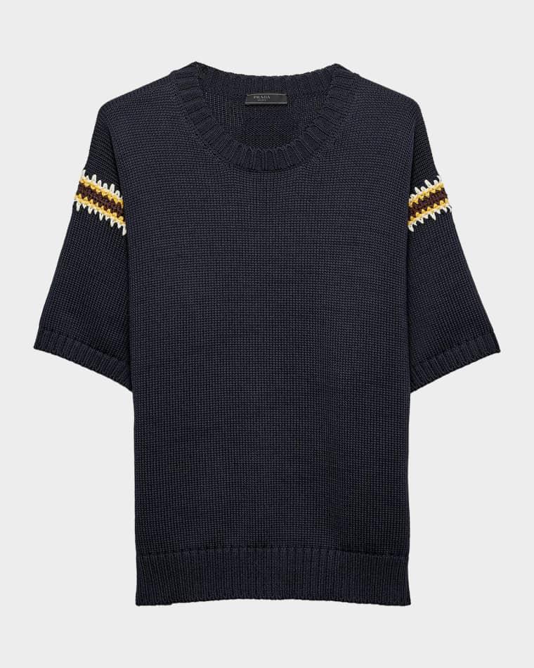 Men's  Embroidered Cotton T-Shirt by PRADA
