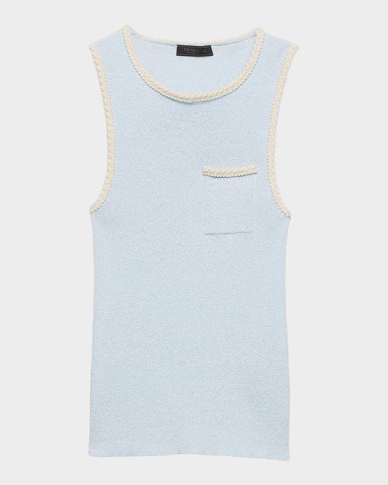 Men's  Embroidered Cotton Tank Top by PRADA