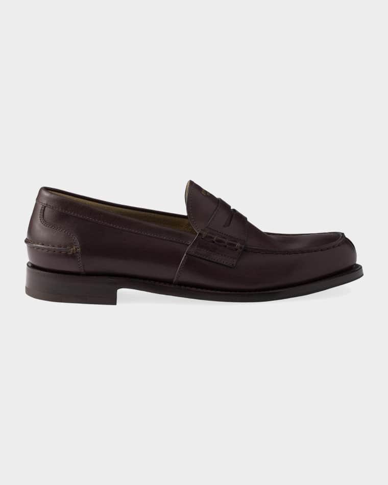 Men's Leather Moc-Toe Penny Loafers by PRADA
