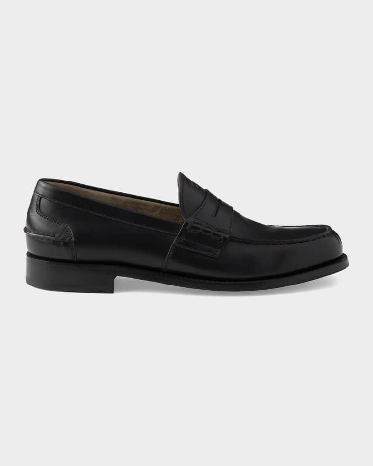 Men's Leather Moc-Toe Penny Loafers by PRADA
