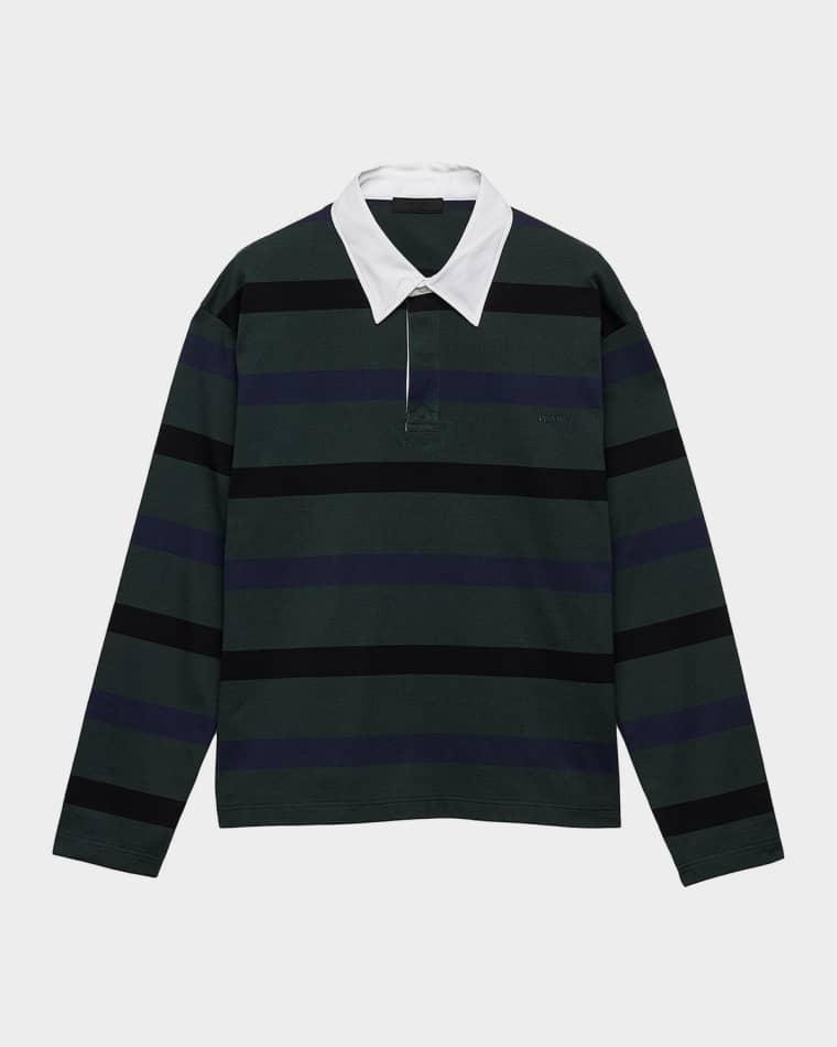 Men's Long-Sleeve Striped Cotton Shirt by PRADA