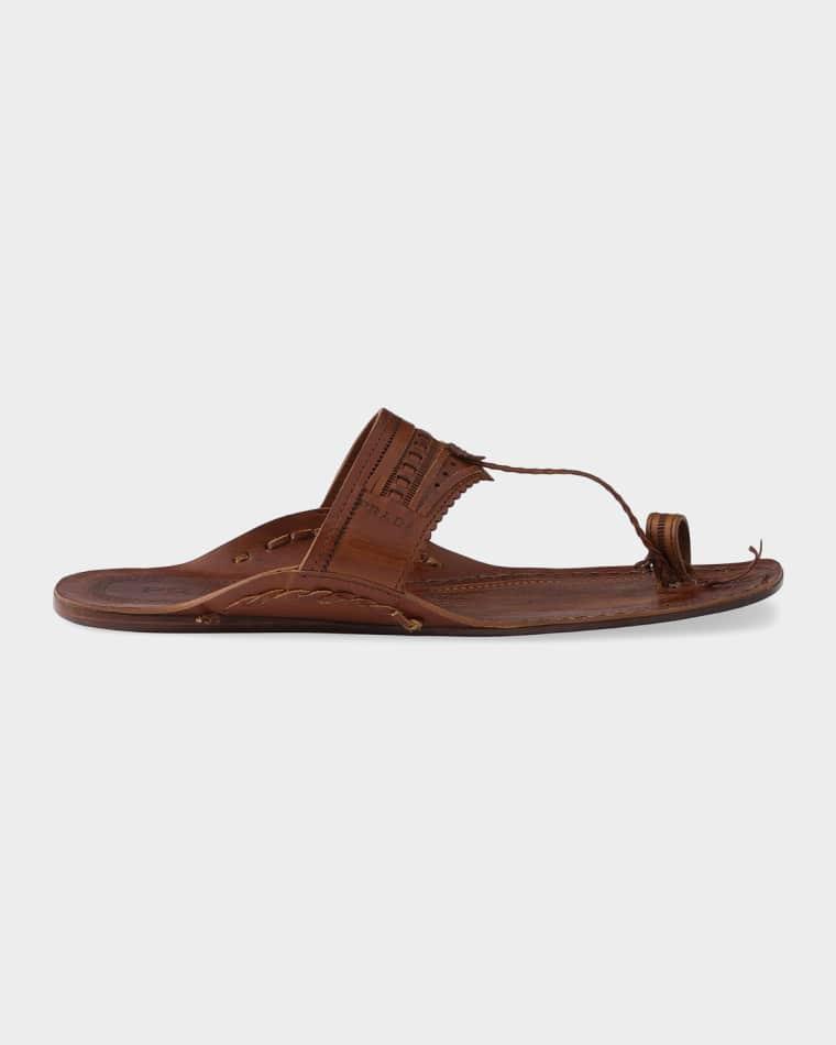 Men's Made in India x Inspired by Kolhapuri Chappal Leather Sandals by PRADA