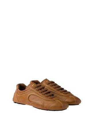 Men's Montecarlo Re-Edition 2005 Antiqued Nappa Leather Sneakers by PRADA