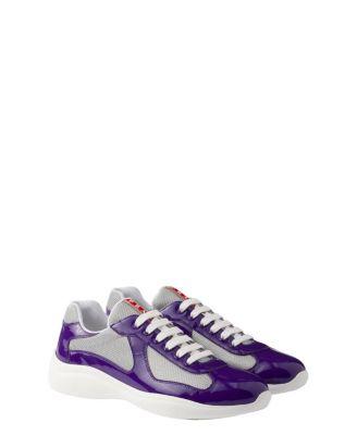 Men's Patent Leather and Technical Fabric America's Cup Sneakers by PRADA