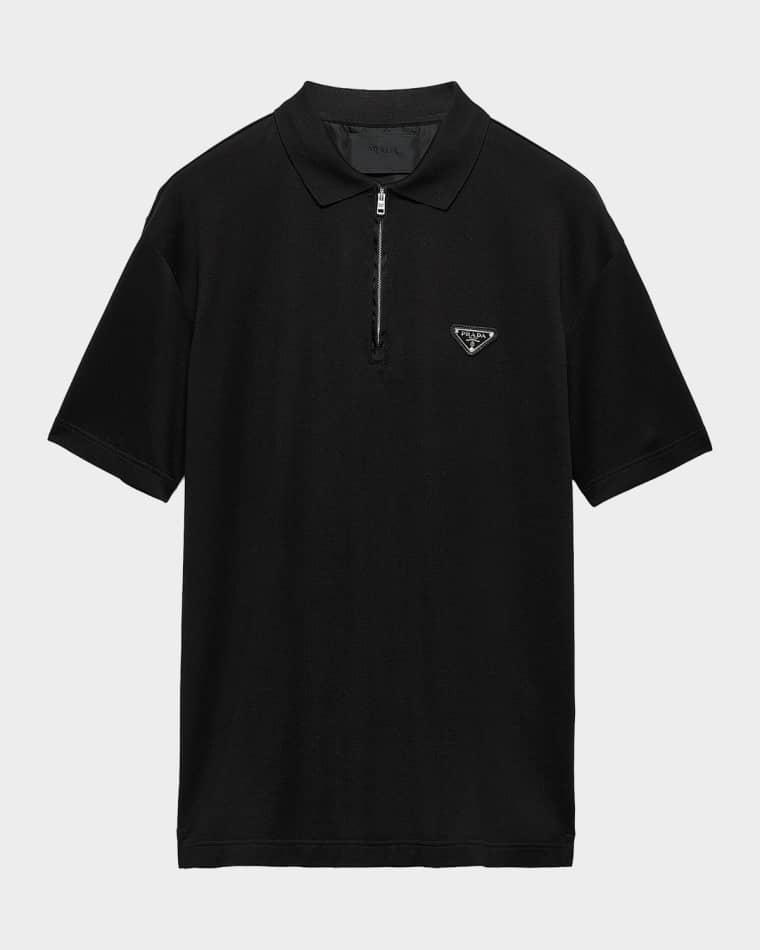 Men's  Pique Polo Shirt with Re-Nylon Details by PRADA