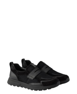 Men's Prax Mesh Fabric And Leather Loafers by PRADA