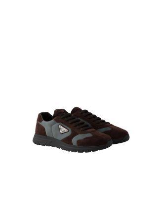 Men's Prax Suede And Re-Nylon Sneakers by PRADA