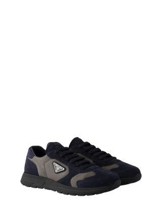 Men's Prax Suede And Re-Nylon Sneakers by PRADA