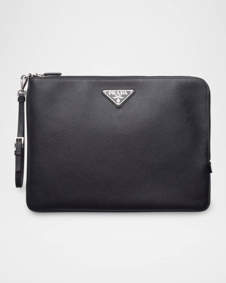 Men's Saffiano Leather Mini Pouch by PRADA