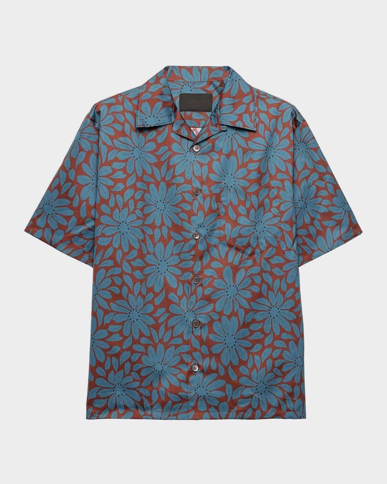 Men's Short-Sleeved Cotton-Blend Shirt by PRADA