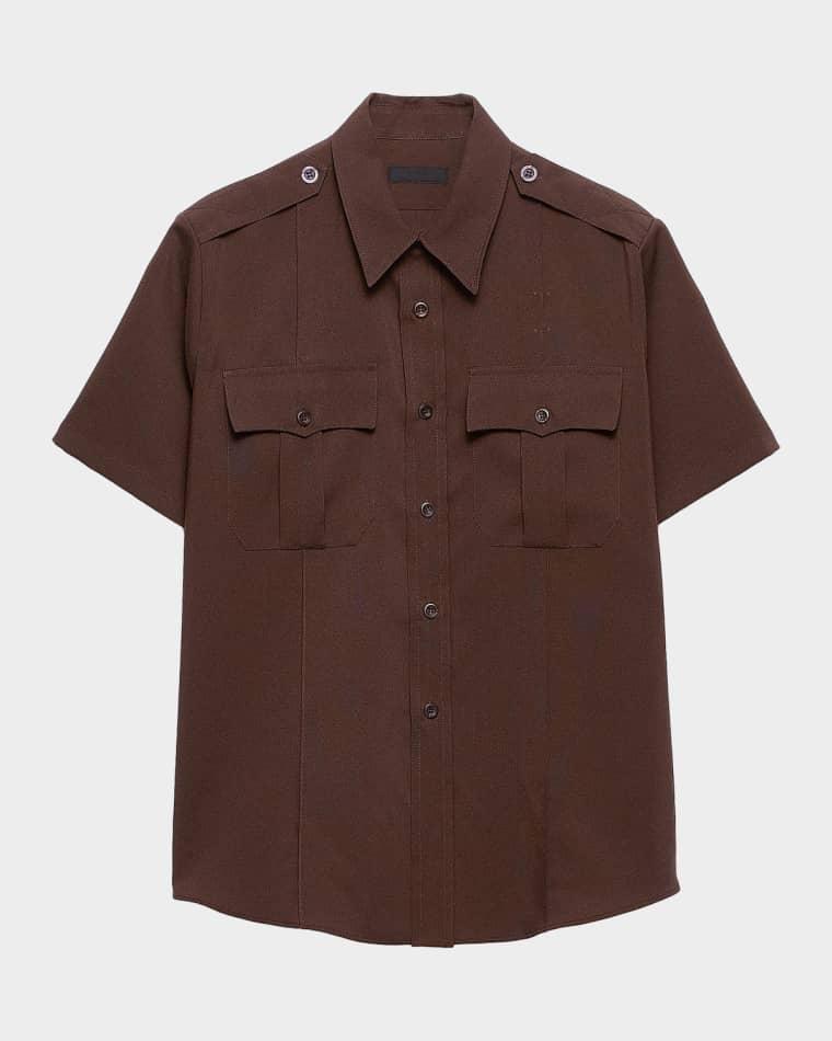 Men's Short-Sleeved Technical Fabric Shirt by PRADA