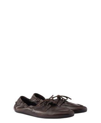 Men's Shuffle Antiqued Leather Laced Shoes by PRADA