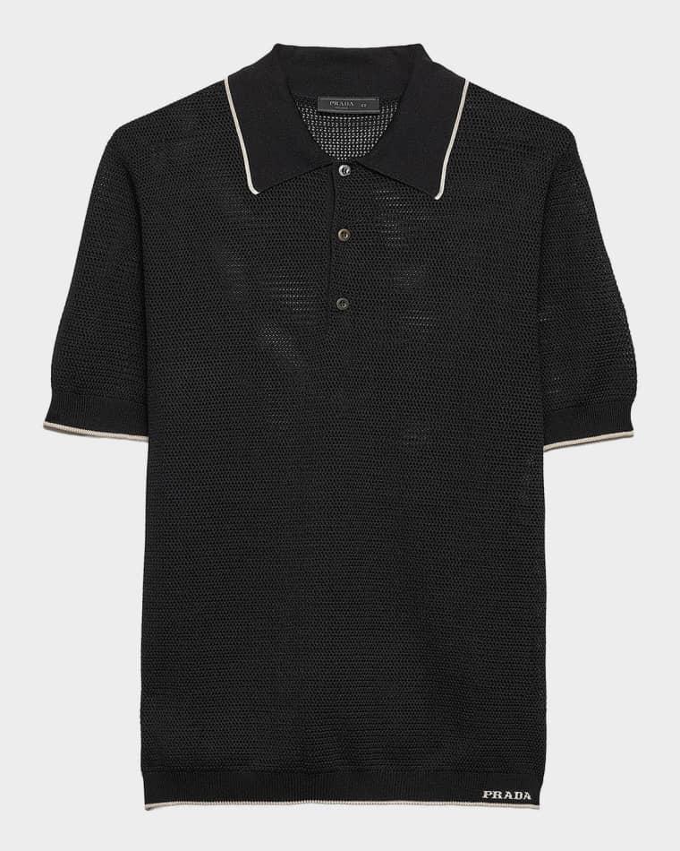 Men's Silk and Cotton Polo Shirt by PRADA