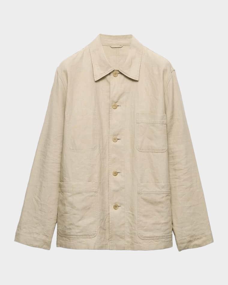 Men's Single-Breasted Linen Jacket by PRADA