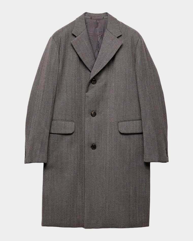 Men's Single-Breasted Wool Coat by PRADA