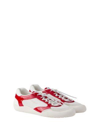 Men's Speedrock Patent Leather and Mesh Fabric Sneakers by PRADA