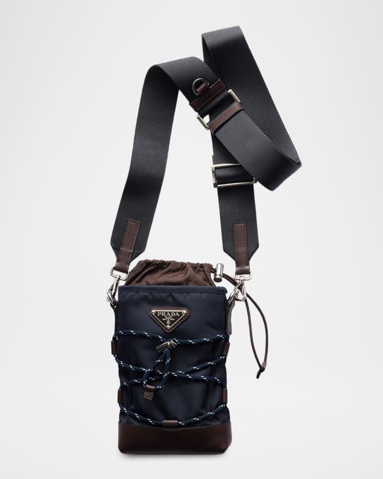 Men's Speedrock Re-Nylon and Leather Smartphone Case with Strap by PRADA Men's Speedrock Re-Nylon and Leather Smartphone Case with Strap by PRADA