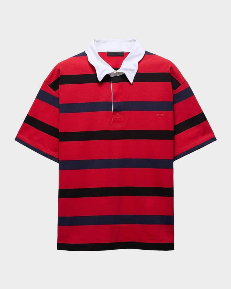 Men's Striped Cotton Polo Shirt by PRADA